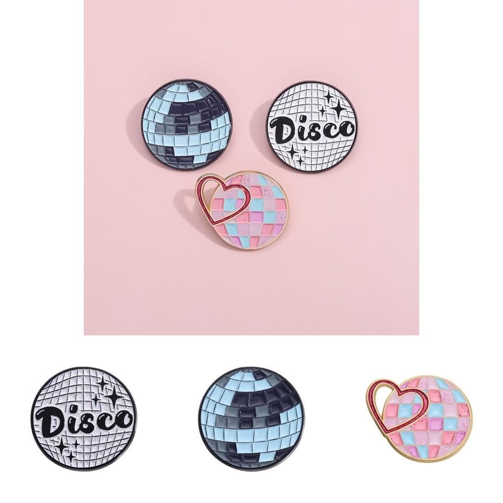 Contemporary Geometric Round Planet Badge Striking Alphabet Disco Light Metal Brooch For All Occasions