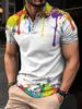 Trendy Paint Splatter Polo Shirt, Short Sleeve Casual Top