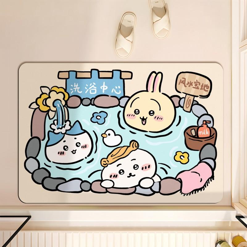 Cute Cartoon Diatomite Bath Mat Bathroom Toilet Door Non-Slip Absorbent Floor Rug In Multiple Designs