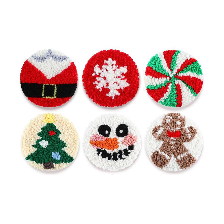 

6 шт. підставка з різдвяним візерунком, вишивка російським швом, набір пряжі для DIY, вишивка хрестиком 10cm