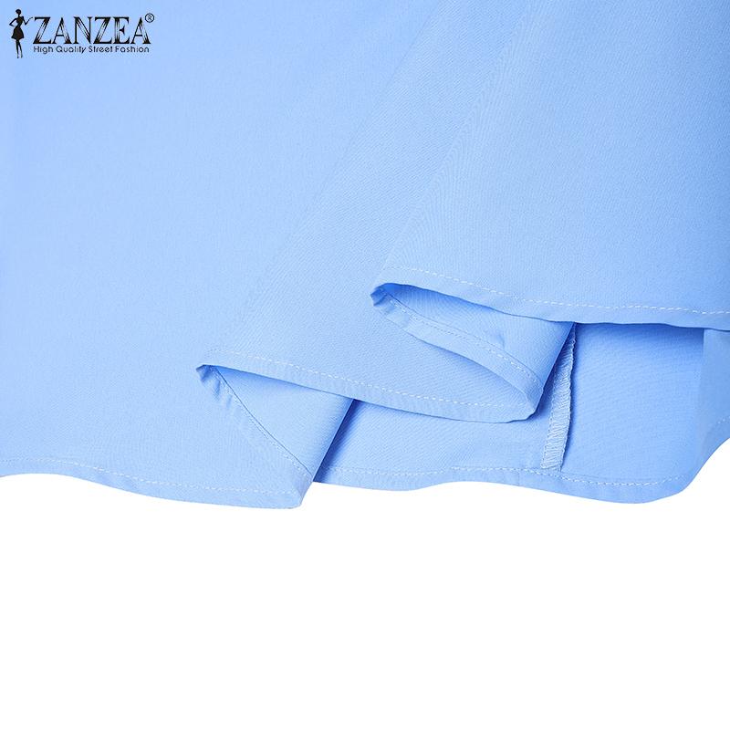 ZANZEA Women Summer V-Neck Casual Short Sleeve Long Dress