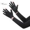 Sunscreen Arm Sleeves Women Sun Protection Gloves, Cooling with Detachable Full Finger Gloves Anti-Slip Palm, UV for Summer Driving Cycling Hiking