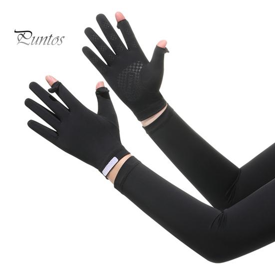 Sunscreen Arm Sleeves Women Sun Protection Gloves, Cooling with Detachable Full Finger Gloves Anti-Slip Palm, UV for Summer Driving Cycling Hiking