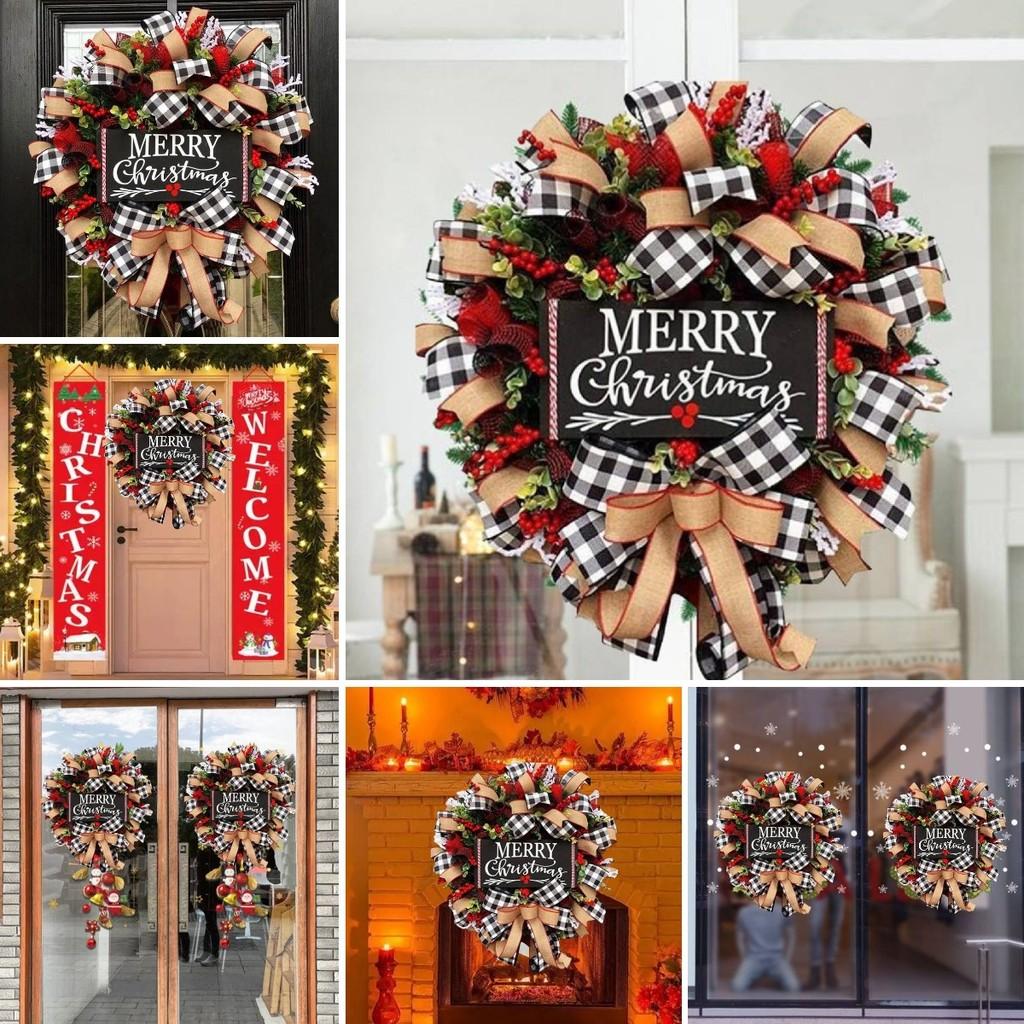 Wreath Merry Christmas Door Hanging Red Fruit Garland Simulation Ornament Xmas