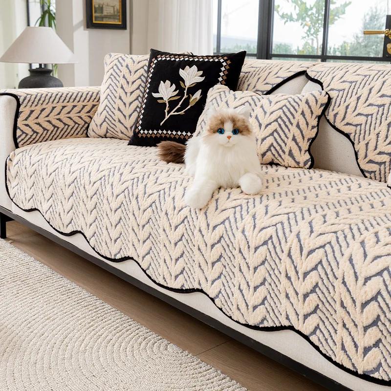 Thicken Alien Plush Sofa Covers For Living Room Winter Warm Sofa Mat Soft Universal Anti-slip Couch Protector Towel Home Decor
