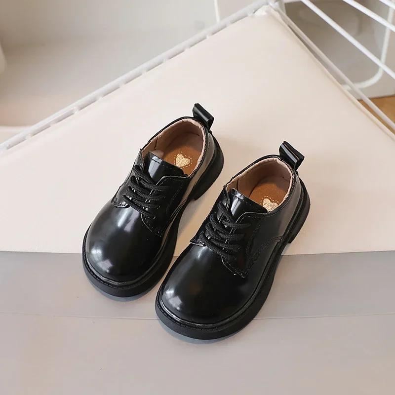 

Children Shoes School Uniform Versatile Kids Leather Shoes Black Causal Boys Girls Fashion Performance Flat Shoes Simple Trend 36
