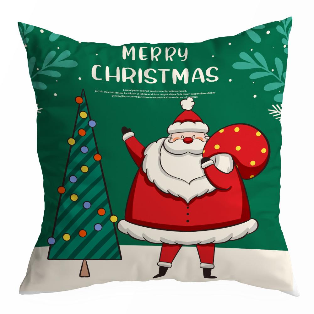 Christmas Pillowcase Cartoon Santa Claus Home Sofa Car Cushion Printed Pillowcase