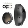 Motorcycle Headlight Housing Bucket 7 Inch Vintage Aluminum Motorbike Round LED Headlamp Shell Black