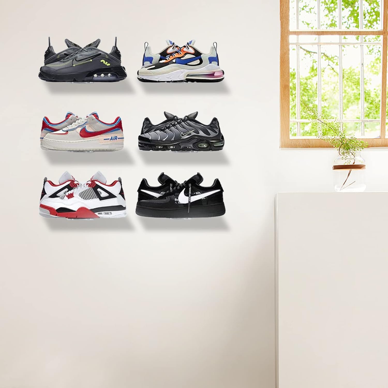 6 PCS Acrylic Floating Shoe Rack Wall Mount Display Shoe Rack Transparent Storage Rack for Home Use Sneaker Display Rack with Screws and Anchors 6770₽