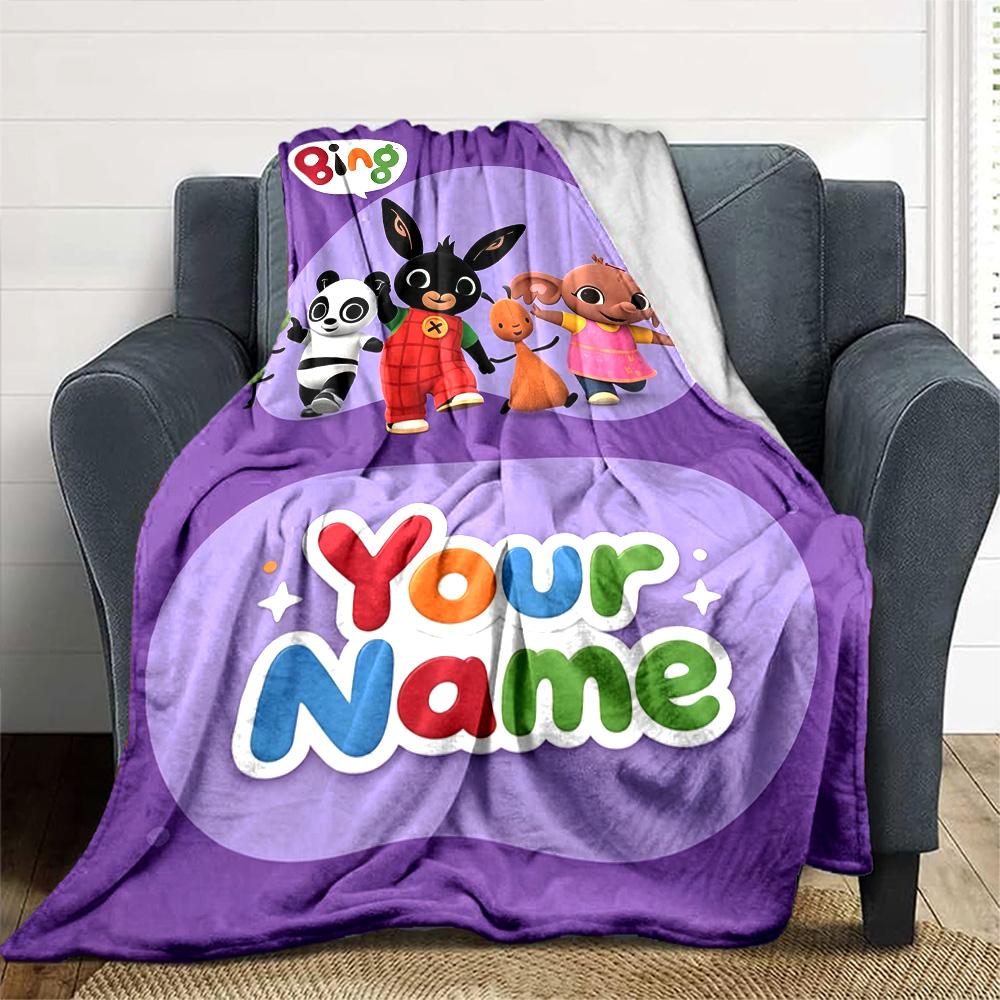 Name Custom Bing Print Flannel Blanket High Quality Warm Comfortable Cover for All Seasons Perfect for Gifts Home Decor