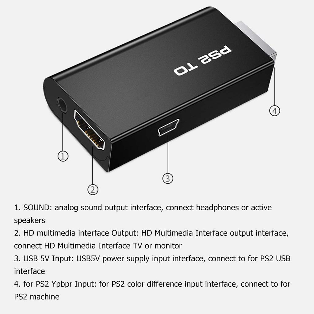 For PS2 To HD Multimedia Interface Converter 1080P Plug and Play for PS2 Converter Adapter for HD