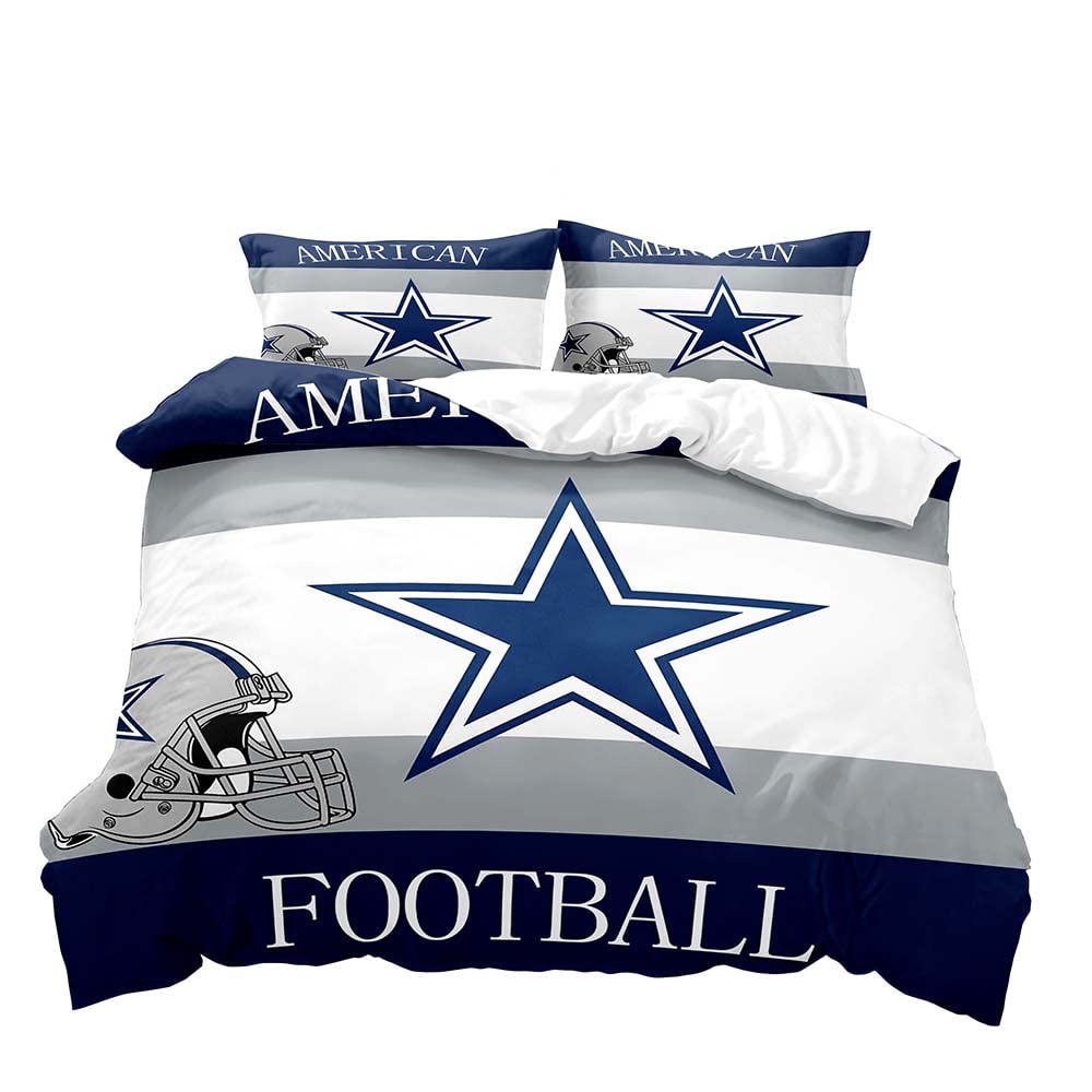 

American Football Duvet Cover Set,Sports Bedding Set,Navy Blue Comforter Cover Set,Inspirational Gifts For Men Boyfriend Husband EU single(135x200cm)