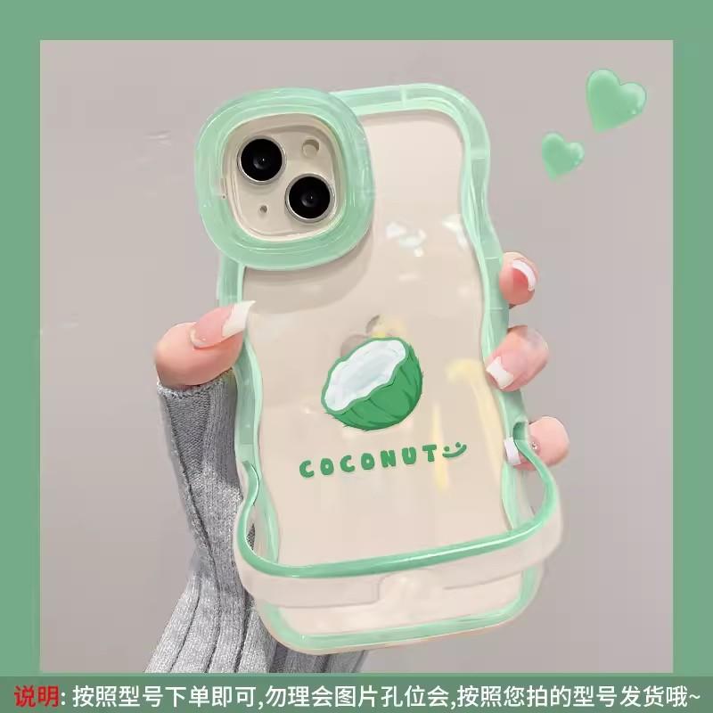 Applicable to Apple 11 mobile phone case iPhone11 summer watermelon coconut 11 wavy edge 11 invisible double bracket transparent