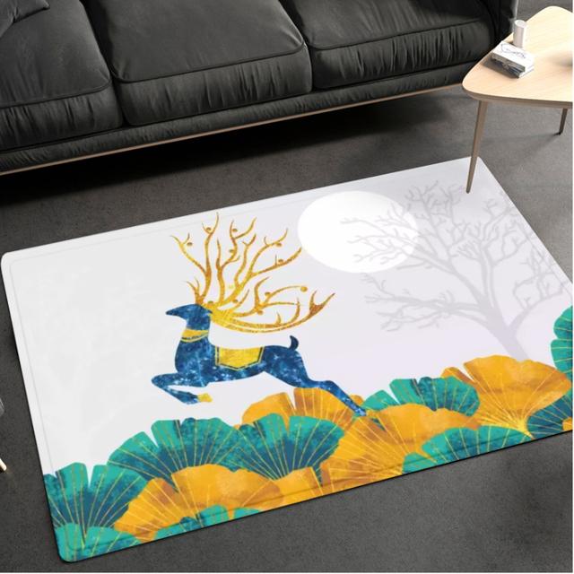 

Лось, ковер с принтом листьев гинкго, украшение для дома, кухни, гостиной, противообрастающий ковер, спальня, модный ретро-коридор, дверной коврик 40x60cm