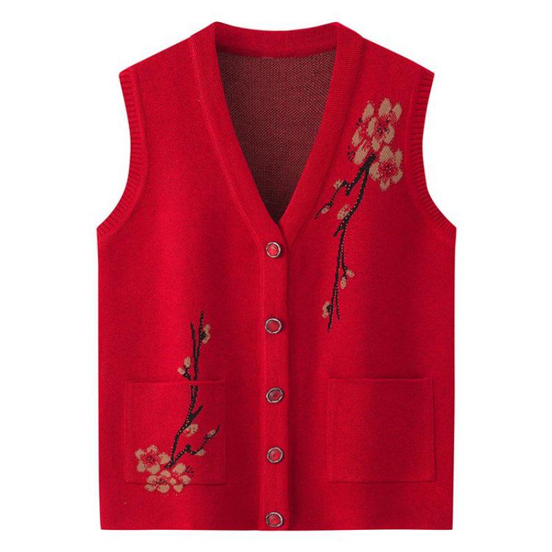 

Кардиган-свитер из бархата для пожилых женщин на весну и осень 3XL (Suitable for 62.5-67.5 kg)