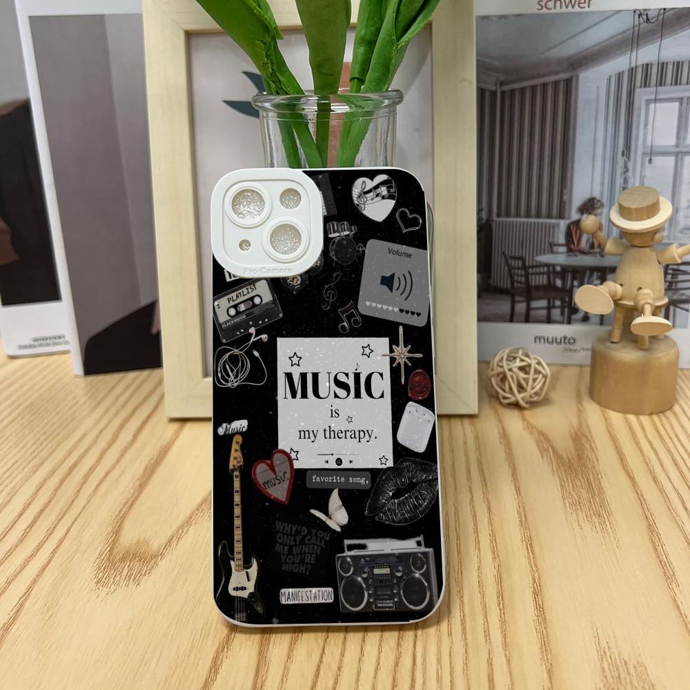 Music themed pattern phone case suitable for iPhone 17 16 15 14 13 12 11 Pro/Max/Plus anti drop and shockproof back cover