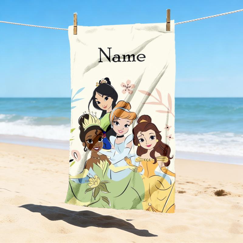 Custom Name Princess Garden Stylish Digital Printing Beach Towel Quick‑Drying Absorbent Blanket for Beach Pool Gym Travel