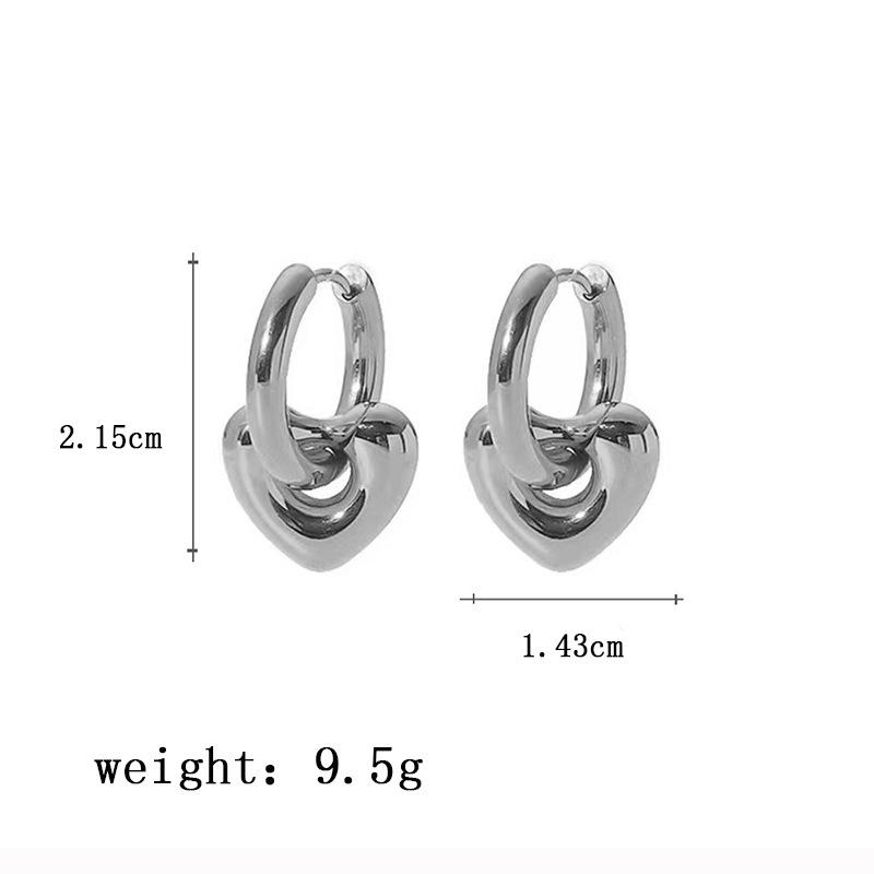 Exquisite stainless steel heart love hoop earrings Romantic fashion high quality  gift for women Gift
