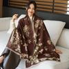 Autumn and Winter New Flower Fashion Decoration Medium and Long Imitation Cashmere Warm Scarf Women's Air Conditioner Shawl for Mother