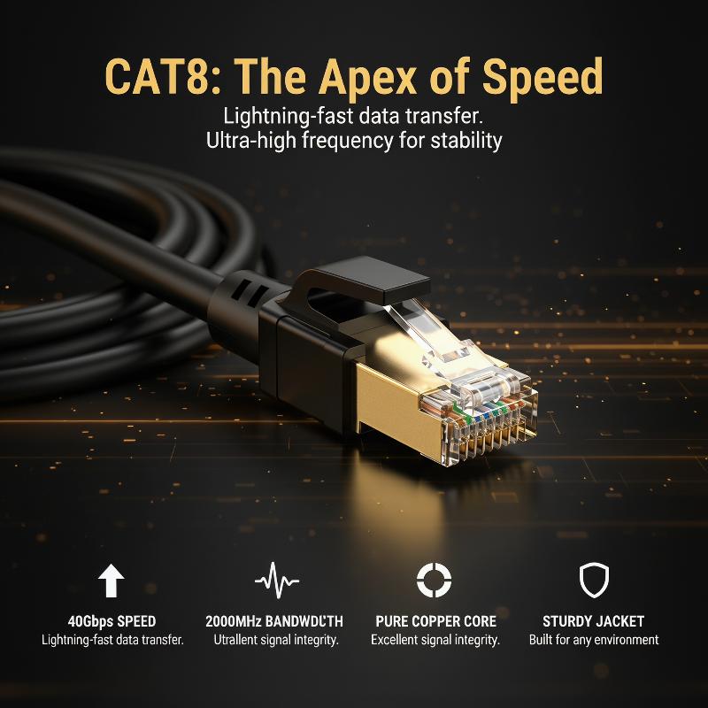 Cat6 40Gbps Ethernet Cable 2000Mhz RJ45 Ultra Thin Network Cord for Laptop Desktop TVGood Quality