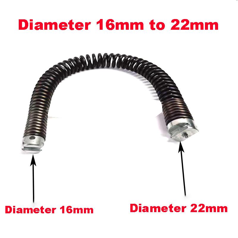 1PCS Electric Dredging Device Pipe Dredge Spring Transfer Adapter 16mm To 22mm Spring Join Connector for Pipe Cleaning