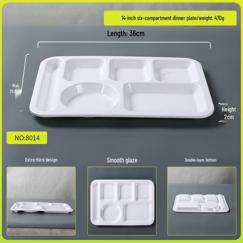 Thickened Melamine White Divided Fast Food Tray