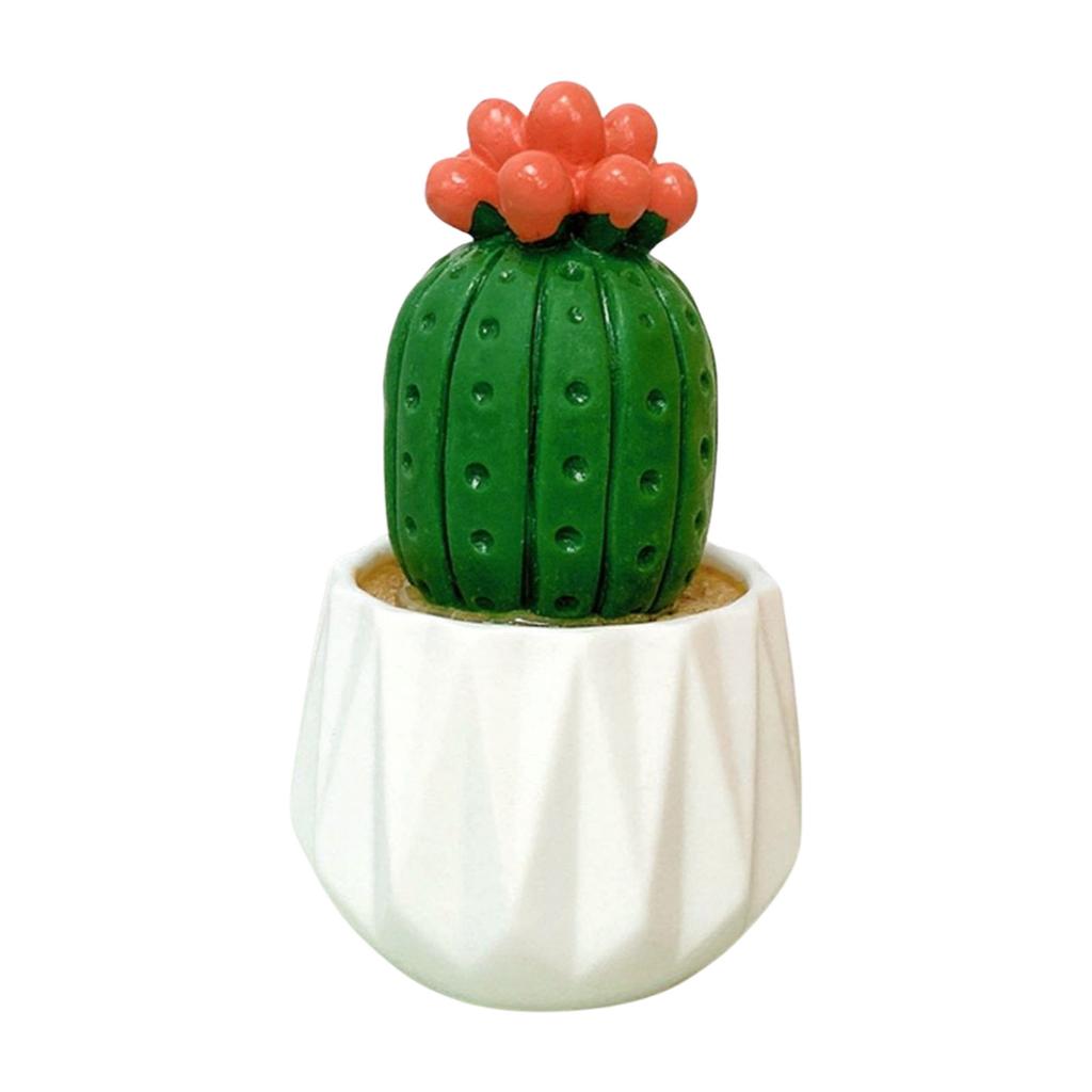 Mini Artificial Cactus and Bonsais Figure Resins Succulent Faux Potted Plant Figurine for Home and Office Desktop Decors