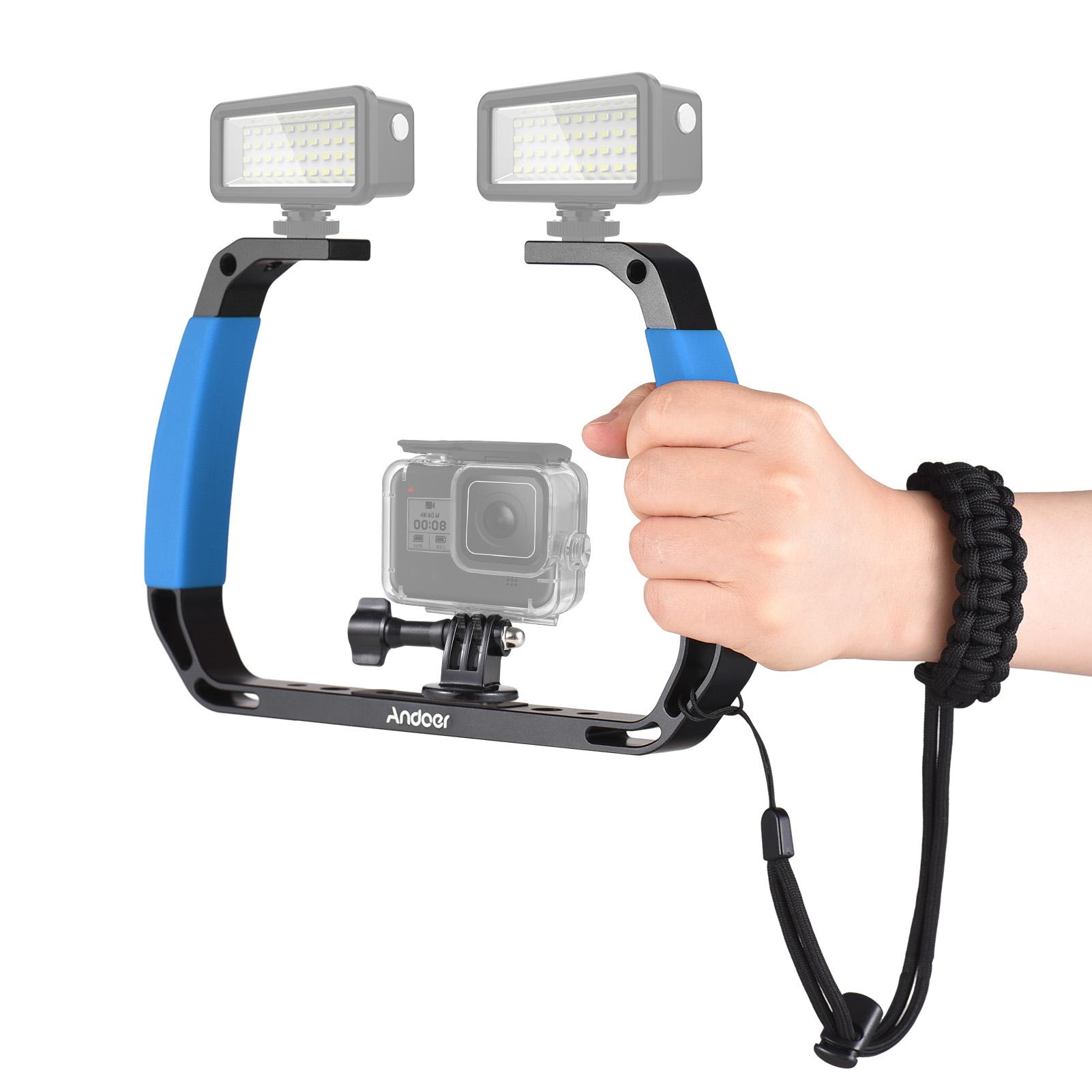 

Andoer Sports Camera Underwater Diving Rig Handheld Stabilizer for Action Camera Cage Dive Rig with синій