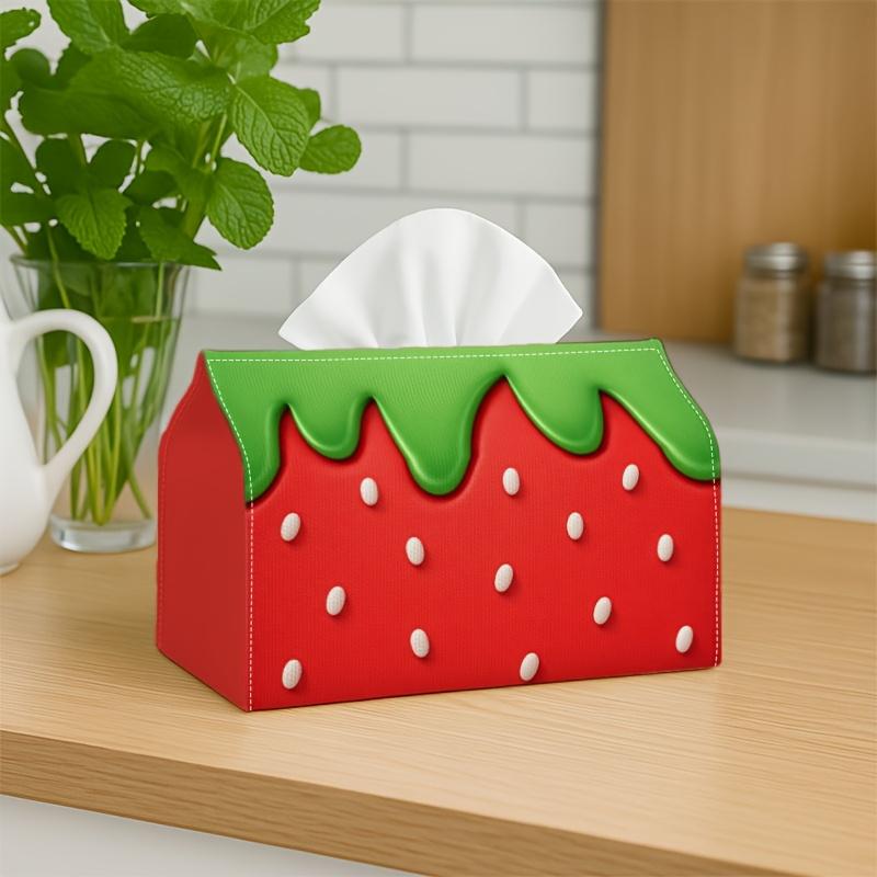 1pc Adorable Kawaii Tissue Holder, Strawberry Red Versatile Fabric Tissue Container, Outdoor Event Supplies, Daily Desktop Tissue Organizer, Ideal for