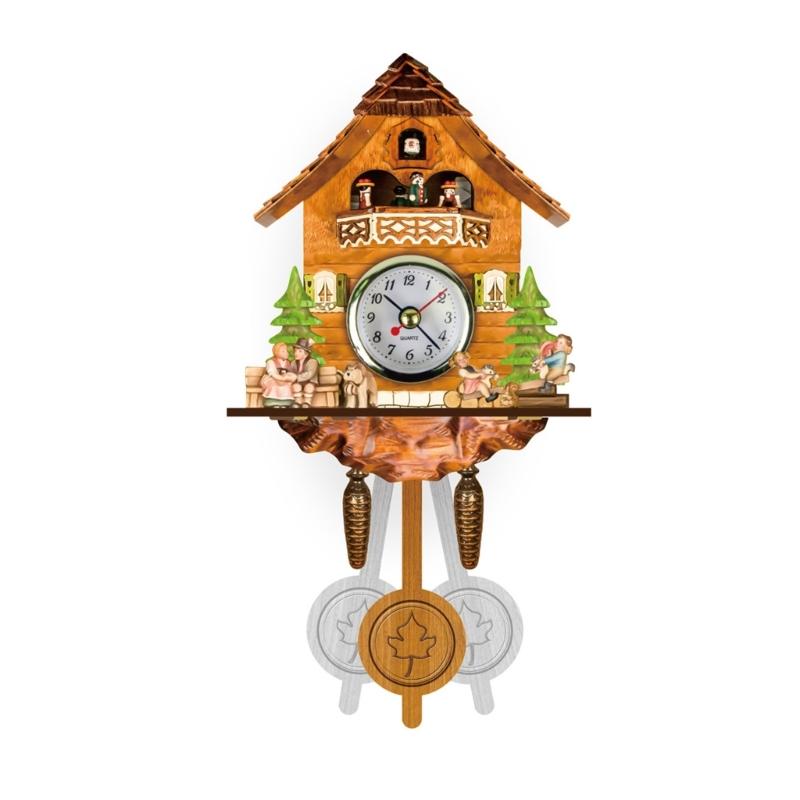 Traditionelle Kuckuckswanduhr aus Holz für Wohnzimmer mit leisem Uhrwerk Dekorative Wanduhr Genaue Uhrwerke
