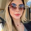 Oversized Round Sunglasses Women Flower Design Trendy Rimless Sun Glasses Shades for Women Driving Eyewear UV400