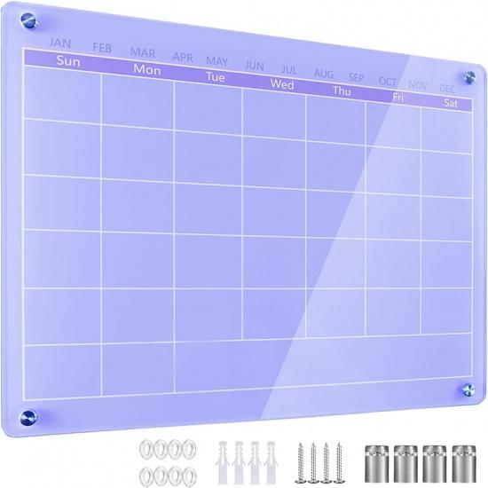Acrylic Calendar for Wall,15.7  x11.8  ,Acrylic Wall Calendar with Dry Erase Surface,Acrylic Monthly Calendar for Wall,Pink Dry Erase Board for Home