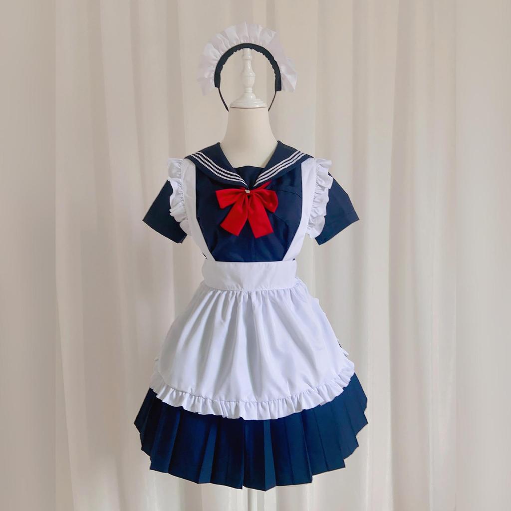 Japanisches Lolita Klassisches Dienstmädchen-Outfit – Schwarz-Weißer Rock mit Schürze