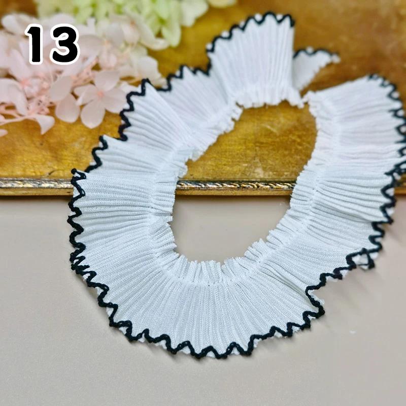 

5m Chiffon Folds Dog Teeth Lace 37Color 3cm Wide Chiffon Wrinkled Dog Teeth Gold Thread Border Lace DIY Clothes Hat Home Textile 3cm x 5m