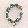 Scenic Charm Luck-Turning Bead Bracelet with Gold & Silver Foil and Ash Porcelain Glaze Peace Buckle