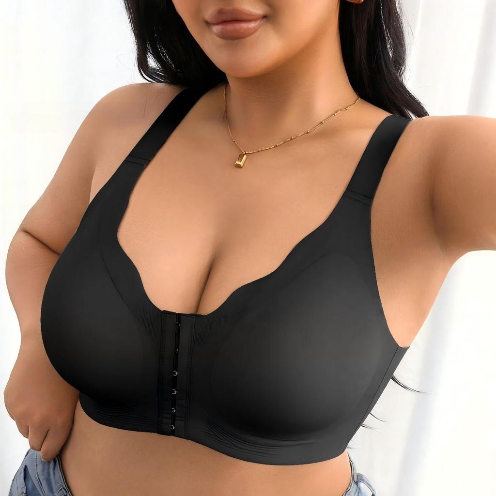 European American Plus‑Size Seamless Front‑Snap Bra Wire‑Free Push‑Up Anti‑Sagging Beauty‑Back Plus‑Sized Brassiere