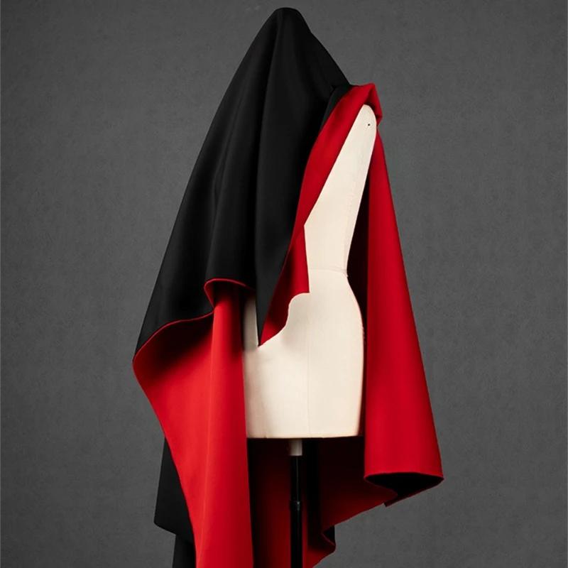 Černá a červená dvoubarevná vesmírná bavlněná látka oboustranná vzduchová vrstva silná potápěčská pletenina pro DIY šití oděvů sukní