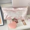 Pink Pearlescent Bow Women's Cosmetic Bags Embroidery Satin Girls Storage Bag Zipper Makeup Bag Toiletry Storage Pouch Handbags