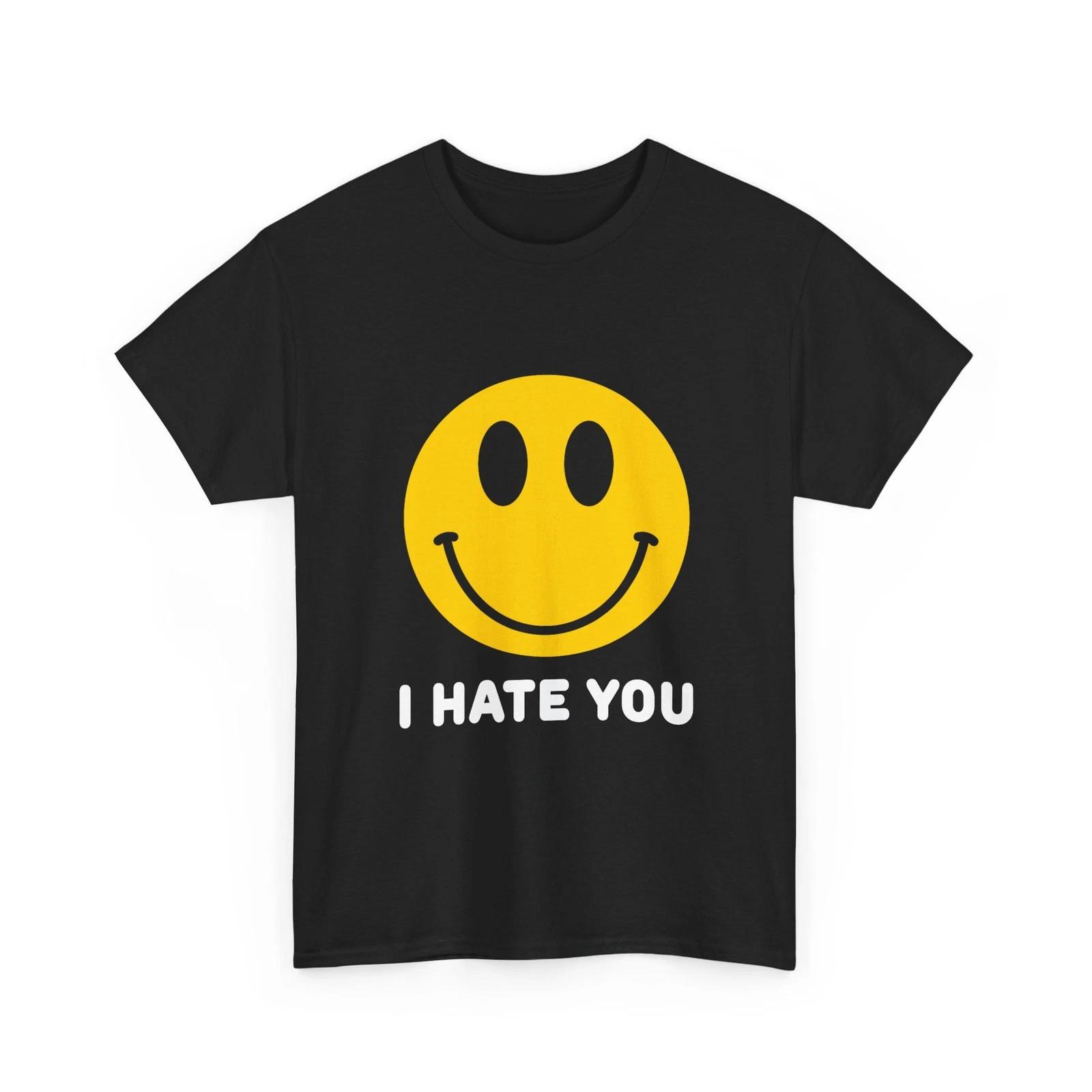 I Hate You Smile Face Shirt, Yellow Happy Smile Face T-Shirt 2XL