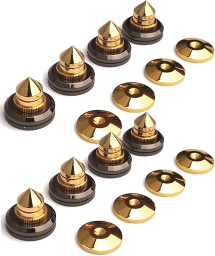 MOPCONY Speaker Insulators, Set of 8 with Double-Sided Tape, Nail Connectors, Improved Sound Quality, Shockproof, Adjustable Height, Nail Base, Speake