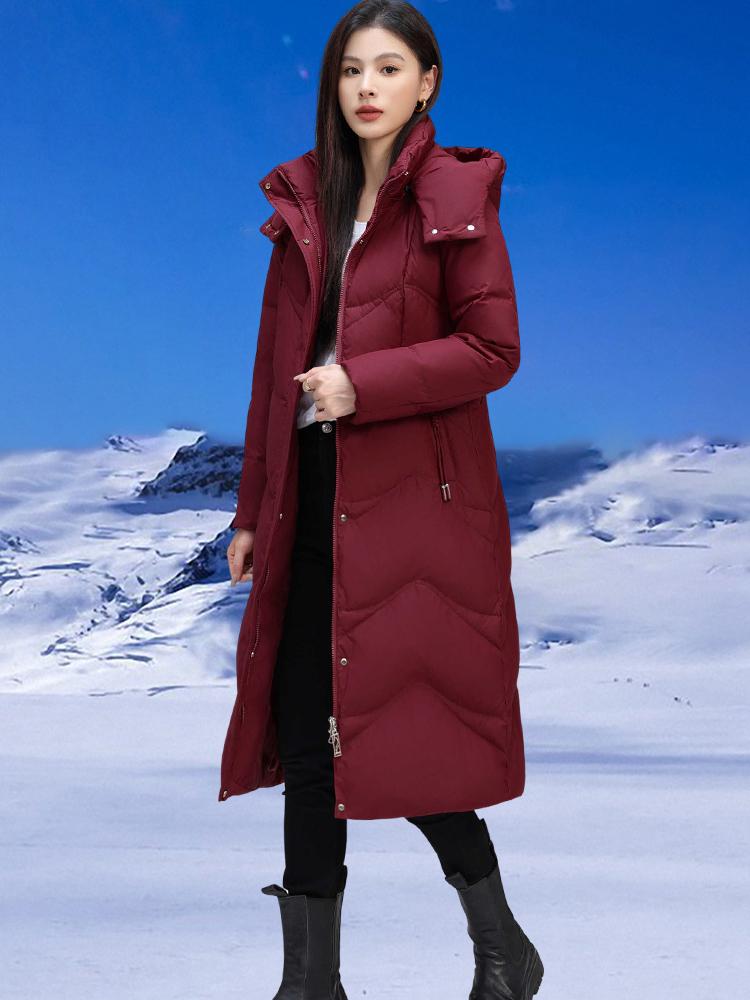 Genuine Women's Long Winter Down Jacket, 2024 New, Thick, 90% White Goose Down