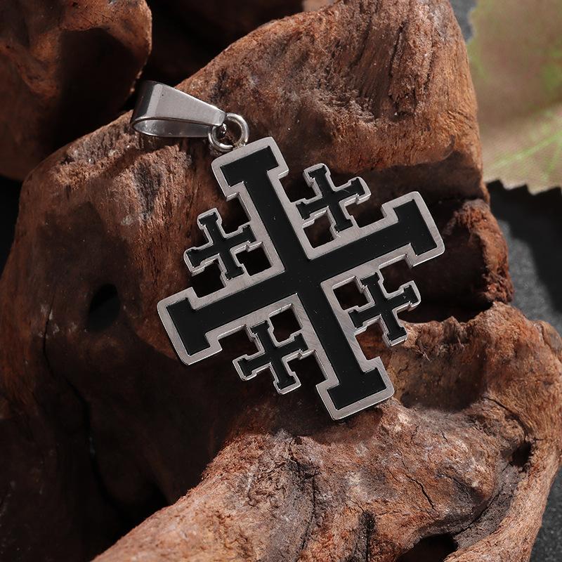 Religious Jewelry Men New Cross Necklace Stainless Steel Hip Hop Personalized Pendant