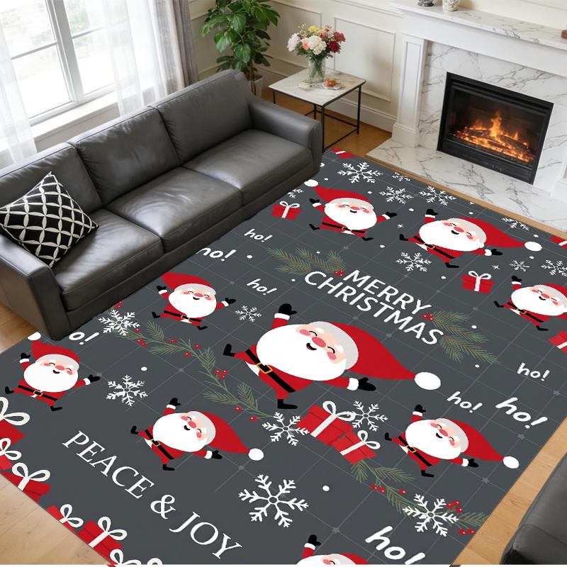Christmas Printed Square Area Rug Soft Non Slip Floor Carpet For Bedroom Holiday Gift