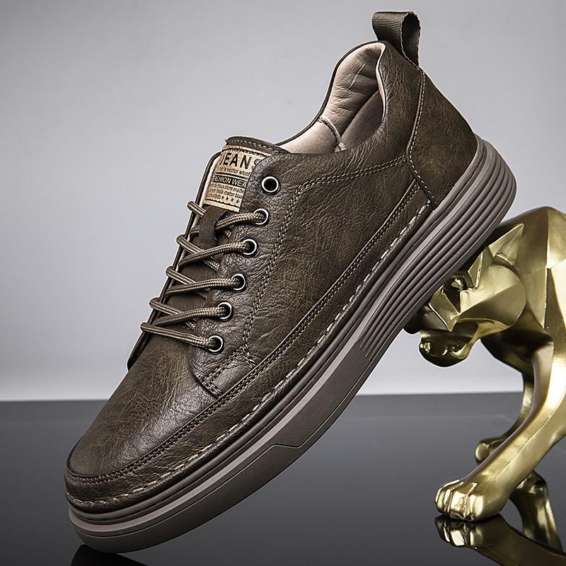 Fashion Fashion Genuine Leather Sneakers Lace Up Men Shoes Black Handmade Sneakers Men High Quality Casual Shoes Breathable Walking Shoe