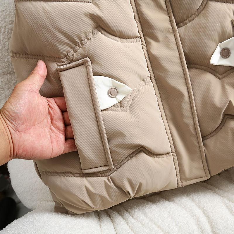 Lockere Kapuzenweste für Damen, Herbst Winter Baumwollwattierter Mantel, Trendige ärmellose Oberbekleidung