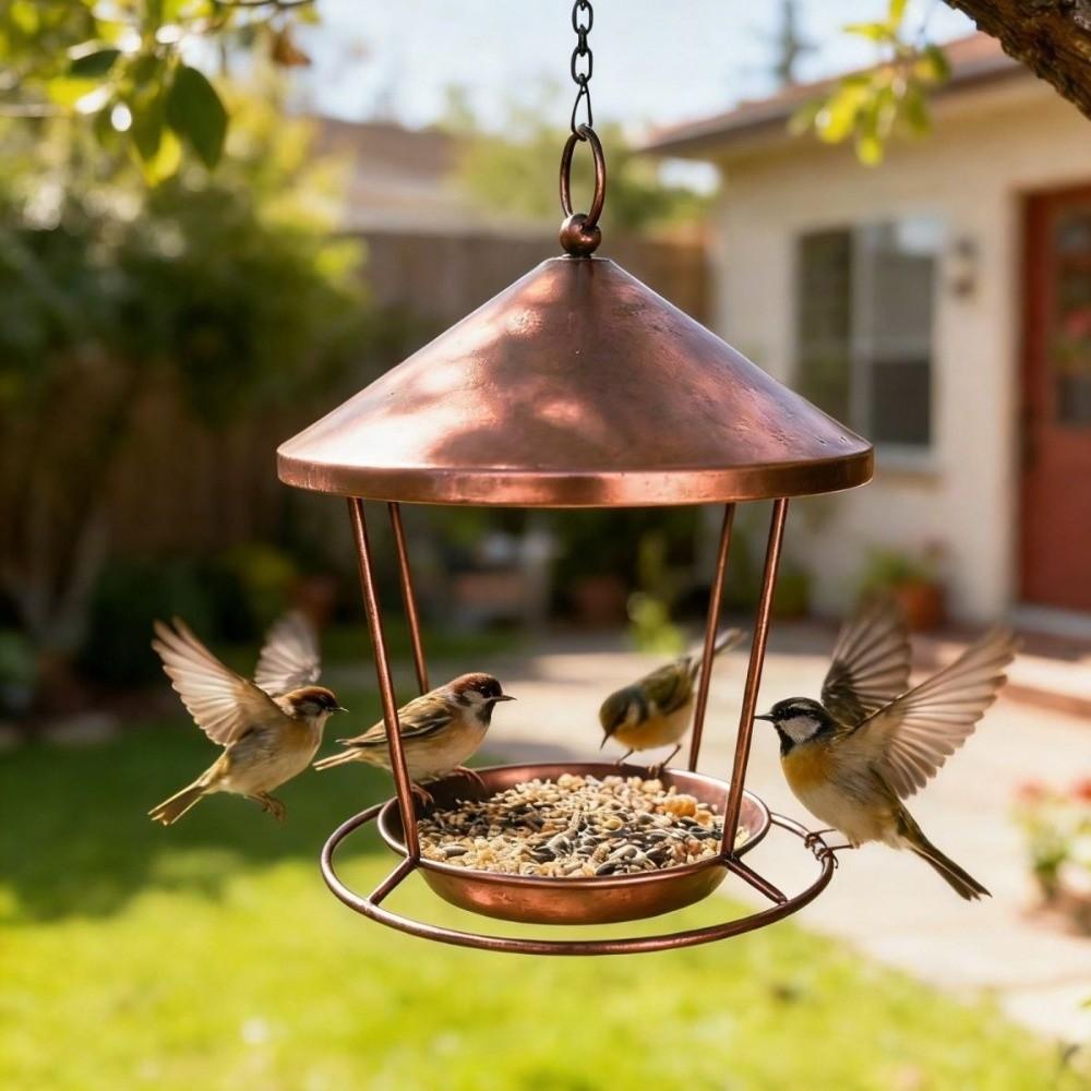 Iron Art Hanging Bird Feeder Spacious Holder Rustproof Bird Feeding Station Decoration Large Capacity Bird Water Bowl Patio