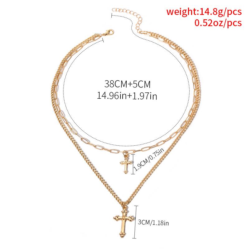 Alloy o-chain exaggerated niche light luxury jewelry cross multi-layer pendant necklace female collarbone chain