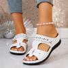 Sommer Damen Keilpantoletten Premium Orthopädische Sandalen Offene Zehen Vintage Lässige Pantoletten Damen Plateau Retro Schuhe Slides Damen