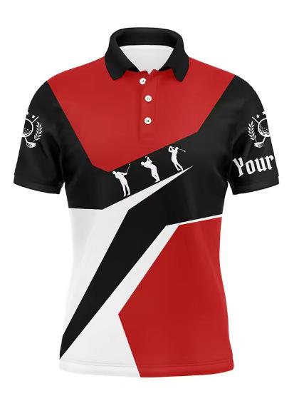 Trend 3D Golf Print Men's Fashion Name Team Name Short-sleeved Polo Shirt Casual Sports Polo Shirt