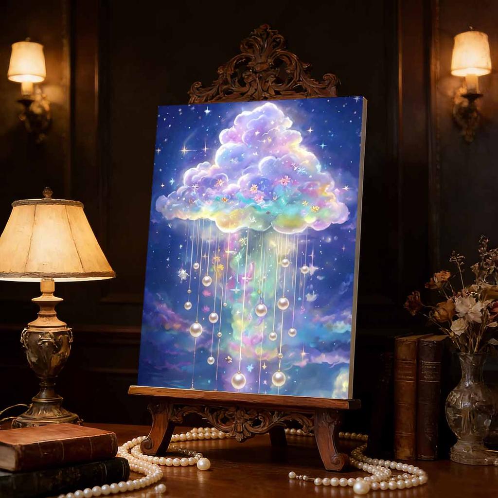 Kit Pittura con Perle Diamond Art Fai da Te per Adulti, Pittura Murale Artistica con Perle a Forma Speciale Nuvole Colorate per Decorazione Casa Ufficio Regalo Fatto a Mano